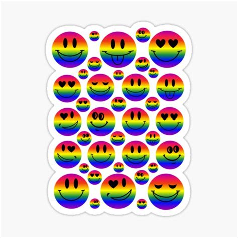 "Smiling rainbow color face emoji set for stickers" Sticker for Sale by ranaweeraart | Redbubble