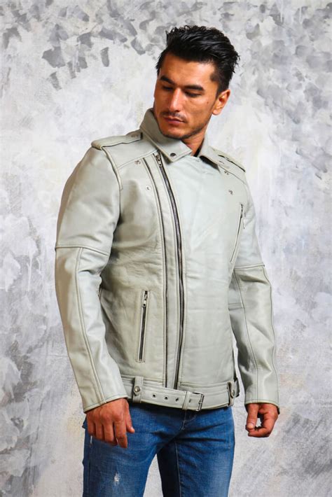 White Leather Jacket for Men - White Motorcycle Jacket