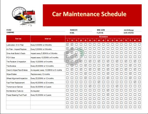 Download [Free] Car Maintenance Schedule Excel Template