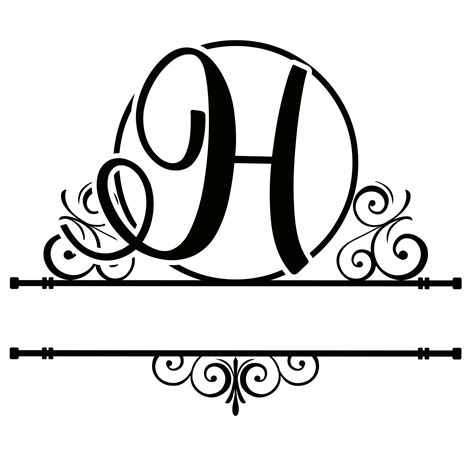 Letter H Split Monogram Digital File - Etsy