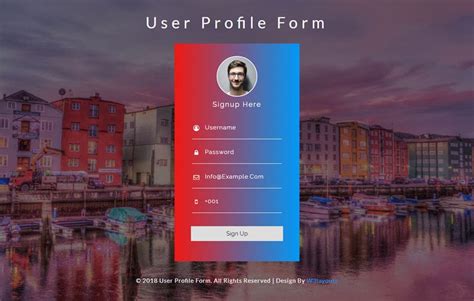 User Profile Form HTML Widget Template | Free download - W3layouts