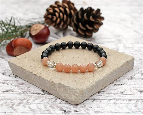 Black Tourmaline, Sunstone & Clear Quartz Bracelet - Spirit Connexions