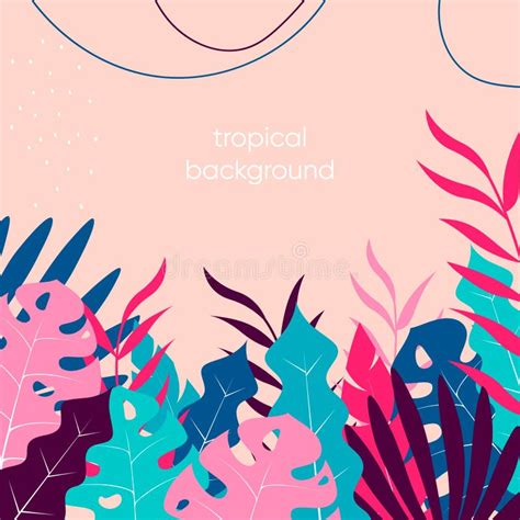 Colorful Tropical Leaves Border and Place for Text Stock Vector - Illustration of poster, trip ...