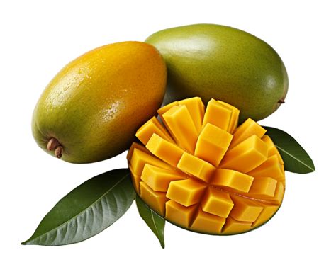 AI generated portrait of ripe and fresh mango fruit isolated on transparent background ...