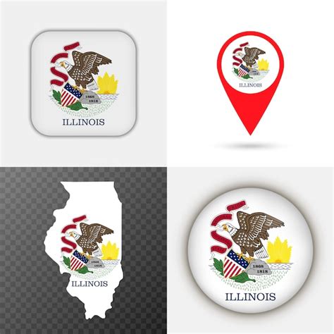 Premium Vector | Set of illinois state flag vector illustration