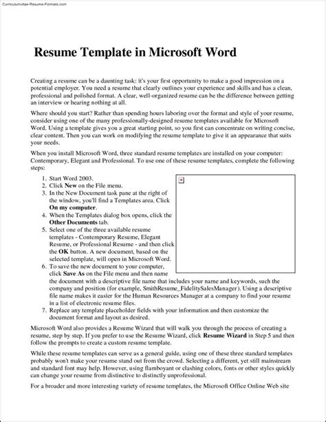 Download microsoft office resume templates - Dermoms