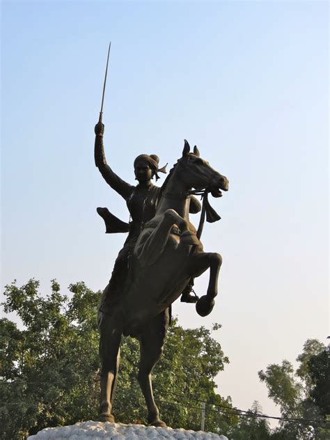 Equestrian statue of Rani of Jhansi Lakshmibai in Gwalior, Madya Pradesh India