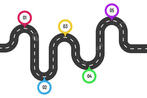 Road Map Infographic With Colorful Pin Location Vector, Road Map Infographic, Road Map, Street ...