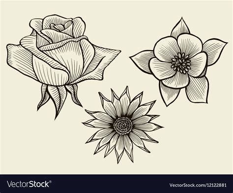 Hand drawn sketch flowers Royalty Free Vector Image