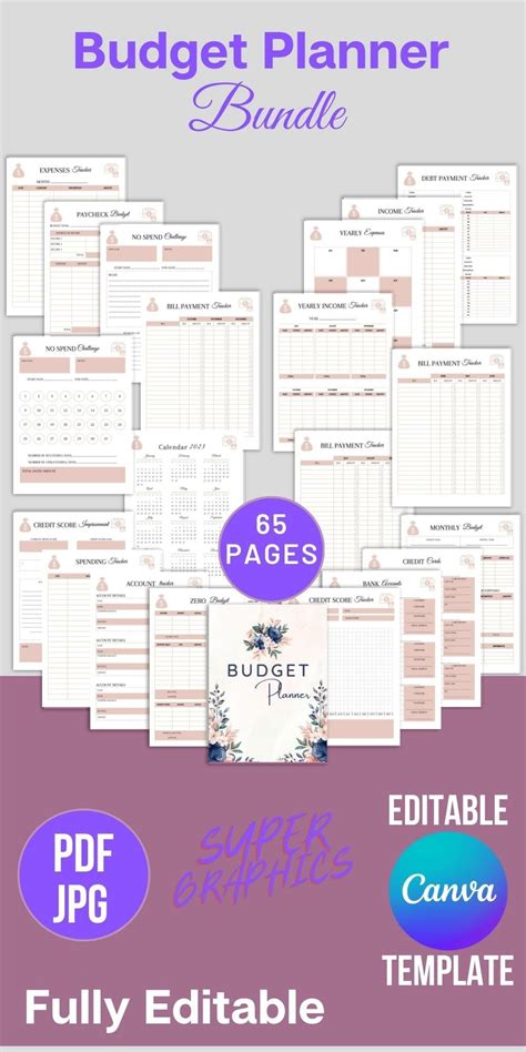 Budget Planner Bundle|Canva Template|Editabe Finance Planner