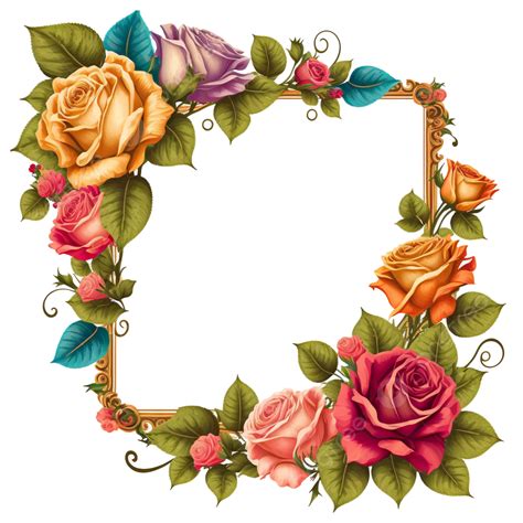 Beautiful Colorful Rose Flower Frame, Flowers Flower, Rose, Flower PNG Transparent Clipart Image ...