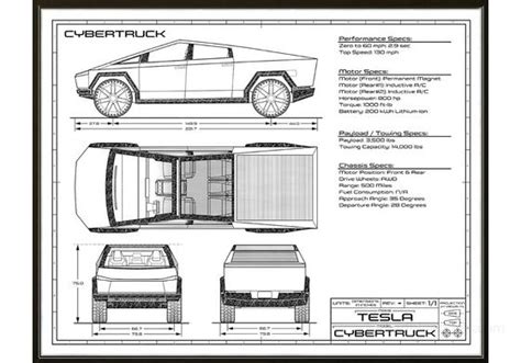 Tesla Cybertruck 2020 - 2D drawing (blueprints)