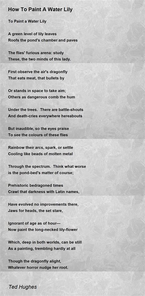 How To Paint A Water Lily Poem by Ted Hughes - Poem Hunter