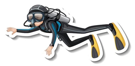 Free Vector | Scuba Diver cartoon sticker