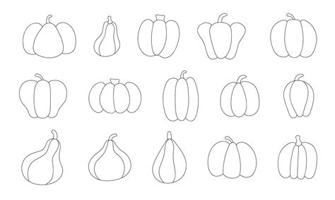 Premium Vector | Big set of various pumpkins in outline with black contour for wallpapers webs ...