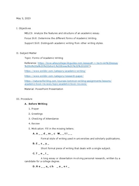 Forms of Academic Writing | PDF | Essays | Thesis