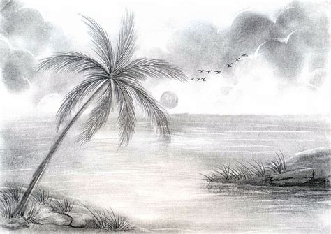 √ How To Draw A Beach Scene In Pencil