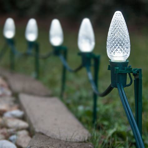 C9 LED Pathway Lights, Cool White, 7.5'' Stakes - Yard Envy