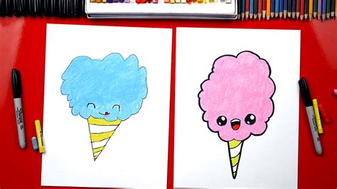 How To Draw Cartoon Cotton Candy - Art For Kids Hub