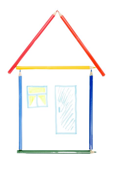 Color Pencil Drawing Of A House Set Against A, White, Creative, Tool PNG Transparent Image and ...