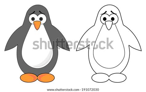 Cute Sad Cartoon Penguin Colorful Outline Stock Vector (Royalty Free) 191072030 | Shutterstock