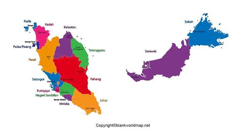 Labeled Map of Malaysia with States, Cities & Capital