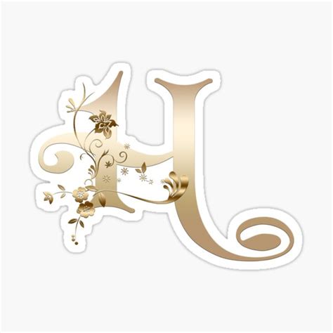 "Elegant Gold Floral Monogram Letter H" Sticker for Sale by Grafixmom | Redbubble