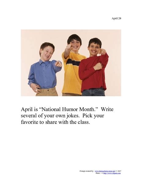 April 20 - National Humor Month Worksheet for 7th - 8th Grade | Lesson Planet