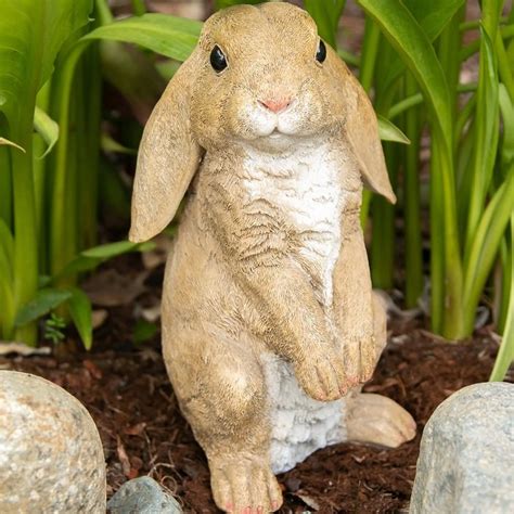 CURIOUS STANDING RABBIT GARDEN STATUE