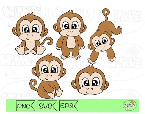 Cute Monkey Svg Clipart Monkey Clip Art Baby Safari Animal - Etsy Ireland