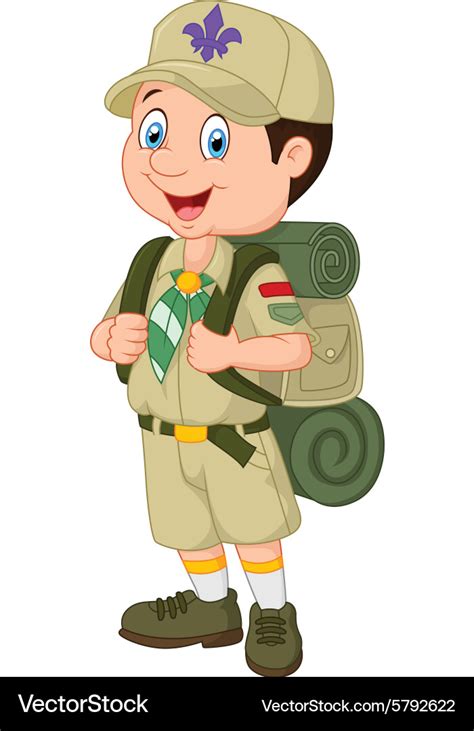 Cartoon little boy scout Royalty Free Vector Image