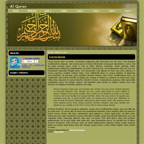 AlQuran Islamic Blogspot Template ~ Free Template Seo Friendly