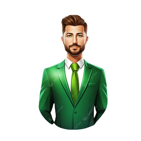 Handsome Young Man In Green Suit Isolated On White Background Vector Illustration, Handsome ...