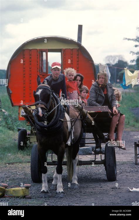 Traditional gypsy family horse drawn caravan Southern Ireland Eire Stock Photo, Royalty Free ...