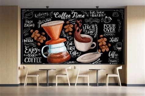 Cafe Wall Poster, Cafe Shop Wallpaper, Coffee Bistro Restaurant Easy Removable Wall Mural, Latte ...