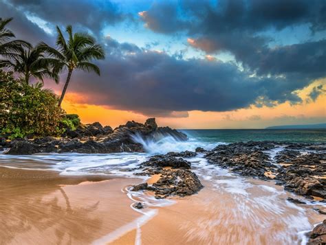 Download Sky Horizon Cloud Sunset Sea Ocean Hawaii Nature Beach HD Wallpaper