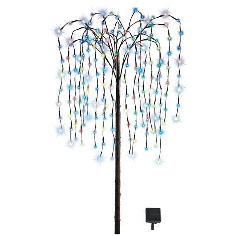 LED Solar Willow Tree, Outdoor Solar Tree with Colorful Solar-Powered Lights with Adjustable ...