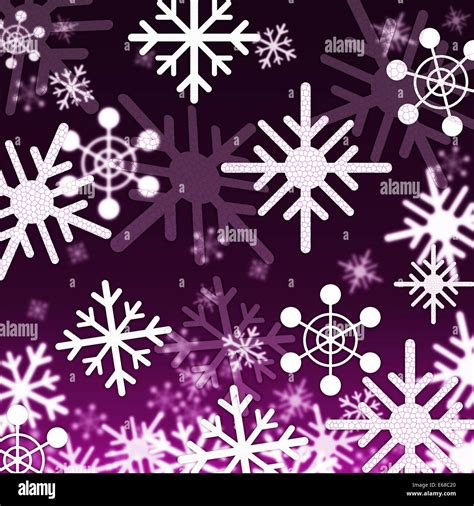 Purple Snowflakes Background Showing Snowing Winter And Seasons Stock Photo - Alamy