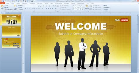 Free Widescreen Global Leadership Gold PowerPoint Template (16:9) - Free PowerPoint Templates ...