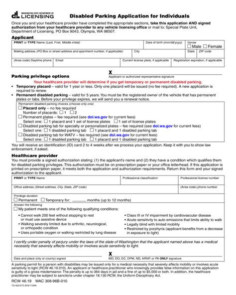 Disabled Parking Application For Individuals - Edit, Fill, Sign Online | Handypdf