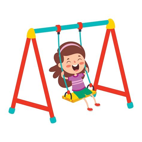 Premium Vector | Funny Kid Playing In A Swing