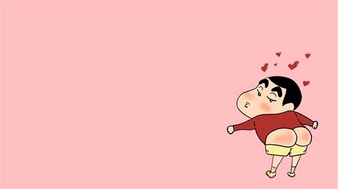 Download Blushing Shin Chan Cartoon Butt Out Wallpaper | Wallpapers.com