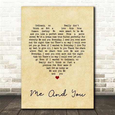 Kenny Chesney Me And You Vintage Heart Song Lyric Quote Print - Red Heart Print