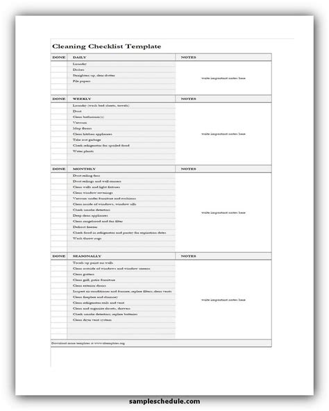 Cleaning Checklist Excel Template