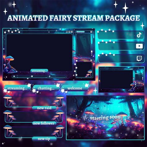 Twitch Animated Overlay Pack for Stream Dream Desk Cute Galaxy Cozy Stars Pastel Kawaii Lofi ...