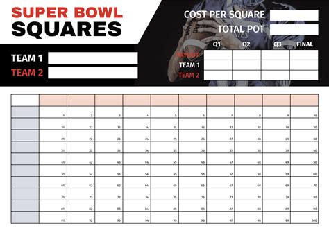 Free Printable Super Bowl Squares Template Superbowl squares, Football squares, Superbowl party ...