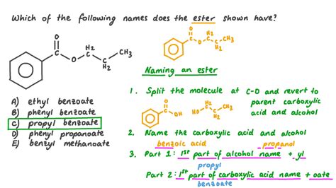 Question Video: Naming an Ester From Its Structural Formula | Nagwa