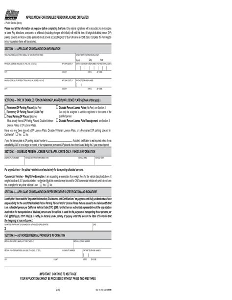 Dmv Handicap Placard Application Form