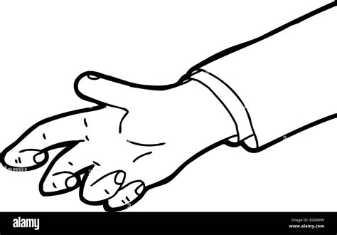 Outline cartoon of single hand reaching out Stock Photo - Alamy