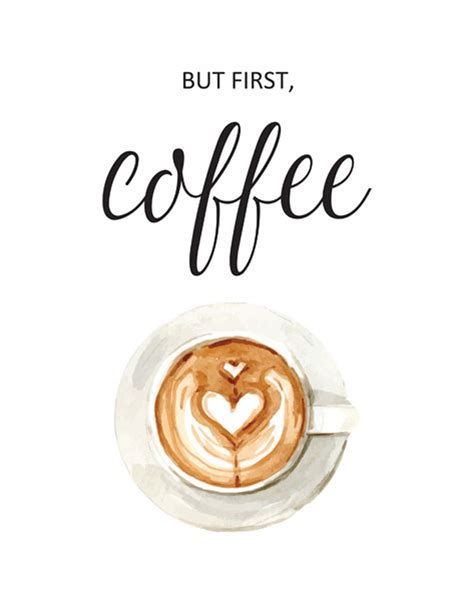 Wall Art Kitchen Print but First, Coffee. Printable Watercolor Calligraphy Poster for Home Decor ...